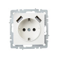 BRITE Розетка 1-местная с заземлением с защитными шторками 16А с USB AA 5В 3,1А РЮш10-2-БрЖ жемчуг IEK
