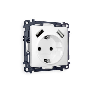 MA129010 Комплект механизма электрической розетки ALFA Белый матовый 2USB AA 18W быстрая зарядка сз QUANT AP1290, VM155 AMBRELLA VOLT