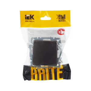 BRITE Розетка 1-местная с заземлением с защитными шторками и крышкой 16А IP20 РСбш10-3-БрТБ темная бронза IEK