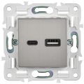 SKANDY Розетка USB A+C 3,1А SK-R14N металл никель IEK