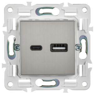SKANDY Розетка USB A+C 3,1А SK-R14N металл никель IEK