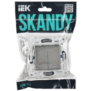 SKANDY Выключатель 2-клавишный перекрестный 10А SK-V06N металл никель IEK