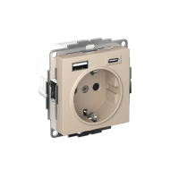 ATLASDESIGN РОЗЕТКА 16А с 2 USB A+C, 5В/2,4А/3,0А, 2х5В/1,5А, механизм, ПЕСОЧНЫЙ ATN001232