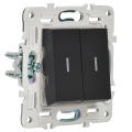 SKANDY Выключатель 2-клавишный проходной с индикацией 10А SK-V10Bl черный IEK