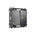 MO654010 Комплект механизма 2-кл выключателя с подсветкой 3200K OMEGA Антрацит серый QUANT OP6540, VM115, G11Y AMBRELLA VOLT