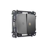 MO654010 Комплект механизма 2-кл выключателя с подсветкой 3200K OMEGA Антрацит серый QUANT OP6540, VM115, G11Y AMBRELLA VOLT