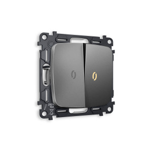 MO654010 Комплект механизма 2-кл выключателя с подсветкой 3200K OMEGA Антрацит серый QUANT OP6540, VM115, G11Y AMBRELLA VOLT