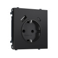 MS810010 Комплект механизма электрической розетки SIGMA Черный матовый 2USB AC 20W быст. зар. сз сш 16A-250V QUANT PRO SP8100, PR160