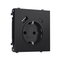 MS810010 Комплект механизма электрической розетки SIGMA Черный матовый 2USB AC 20W быст. зар. сз сш 16A-250V QUANT PRO SP8100, PR160