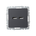 BRITE Розетка USB A+A 5В 3,1А РЮ10-1-БрГ графит IEK