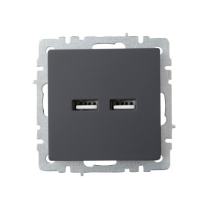 BRITE Розетка USB A+A 5В 3,1А РЮ10-1-БрГ графит IEK