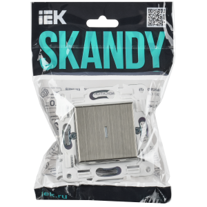 SKANDY Выключатель 1-клавишный проходной с индикацией 10А SK-V08N металл никель IEK