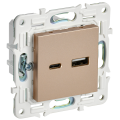 SKANDY Розетка USB A+C 18Вт SK-R13Sa песочный IEK