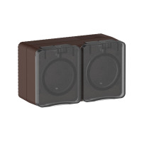 ATLASDESIGN PROFI IP54 О/У РОЗЕТКА двойная с заземлением со шторками, 16А, КОРИЧНЕВЫЙ ATN546026