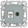 FLITE Розетка 2-местная RJ45/TV категория 5Е UTP РКТВ5е-2-0-ФлС серый IEK