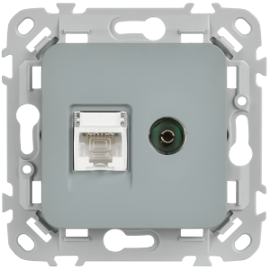 FLITE Розетка 2-местная RJ45/TV категория 5Е UTP РКТВ5е-2-0-ФлС серый IEK