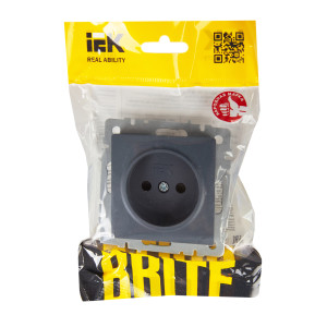 BRITE Розетка 1-местная без заземления с защитными шторками 10А РСш10-2-БрМ маренго IEK
