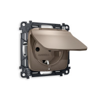 MO638010 Комплект механизма электрической розетки OMEGA Темная бронза матовый сз с шторками и крышкой IP44 QUANT OP6380, VM141 AMBRELLA VOLT