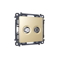 MA613310 Комплект механизма розетки TV оконечной + SAT 5-862MHz 3.5dB/950-2150MHz 3.5dB ALFA Шампань QUANT (AP6133, VM217) AMBRELLA VOLT