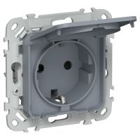 FLITE Розетка с заземлением с защитными шторками и крышкой 16А IP44 РСшкр11-0-44-ФлМ маренго IEK
