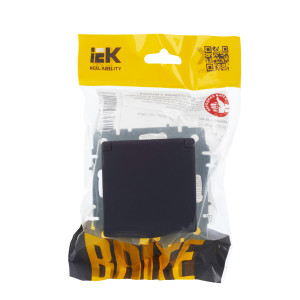 BRITE Розетка 1-местная с заземлением с защитными шторками и крышкой 16А IP44 РСбш10-3-44-БрГ графит IEK