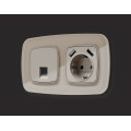 MO372005 Комплект мех-ма компьютерной розетки RJ-45 экранированной с автоматической защитной шторкой OMEGA Серо-бежевый матовый QUANT OP3720, VM185 AMBRELLA VOLT