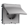 MS508010 Комплект механизма электрической розетки SIGMA Сталь матовый 50Hz 2PE сз сш и крышкой IP44 16A-250V QUANT PRO SP5080, PR141