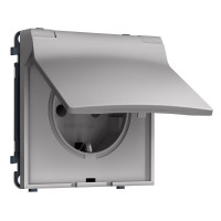 MS508010 Комплект механизма электрической розетки SIGMA Сталь матовый 50Hz 2PE сз сш и крышкой IP44 16A-250V QUANT PRO SP5080, PR141