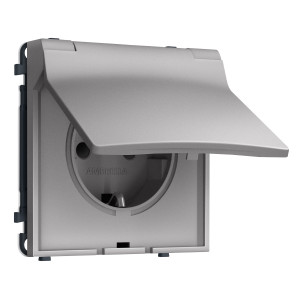 MS508010 Комплект механизма электрической розетки SIGMA Сталь матовый 50Hz 2PE сз сш и крышкой IP44 16A-250V QUANT PRO SP5080, PR141