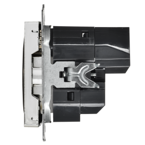 BRITE Розетка 1-местная с заземлением с защитными шторками 16А с USB AA 5В 2,1А РЮш10-1-БрГН металл хромникель IEK