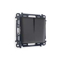 MA903030 Комплект механизма 2-клавишного перекрестного выключателя 10A-250V ALFA Графит мягкое касание QUANT AP9030, VM125 AMBRELLA VOLT