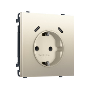 MS550510 Комплект механизма электрической розетки SIGMA Шёлк 2USB СC 20W быст. зар. сз сш 16A-250V QUANT PRO SP5505, PR165