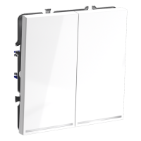 Выключатель встраиваемый VOLTUM S70 двухклавишный с подсветкой 10А, (белый глянцевый)