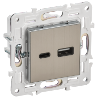 SKANDY Розетка USB A+C 18Вт SK-R13N металл никель IEK
