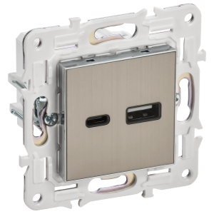 SKANDY Розетка USB A+C 18Вт SK-R13N металл никель IEK