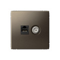 ARTGALLERY РОЗЕТКА двойная ТВ + компьютерная RJ45, кат. 5Е, МОККО GAL000689