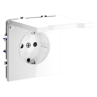 Розетка встраиваемая VOLTUM S70 с заземлением, защитными шторками и крышкой 16А, белый глянцевый