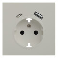Лицевая панель для розетки 2к+з с USB A+C, RIKETT лен (35637 LN)