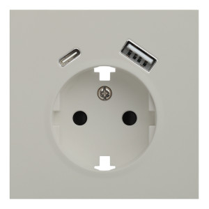 Лицевая панель для розетки 2к+з с USB A+C, RIKETT лен (35637 LN)