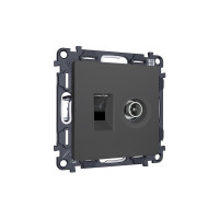 MA912510 Комплект мех-ма розетки компьютерной  TV оконечной RJ-45 с автоматической защитной шторкой ALFA Графит мягкое касание QUANT AP9125, VM195 AMBRELLA VOLT