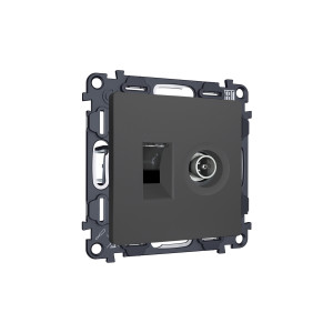 MA912510 Комплект мех-ма розетки компьютерной  TV оконечной RJ-45 с автоматической защитной шторкой ALFA Графит мягкое касание QUANT AP9125, VM195 AMBRELLA VOLT