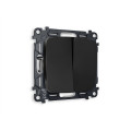 MO803020 Комплект механизма 2-кл проходного выключателя OMEGA Черный матовый QUANT OP8030, VM120 AMBRELLA VOLT
