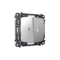 MO404015 Комплект механизма 2-кл выключателя с подсветкой 5600K OMEGA Серебро глянец QUANT OP4040, VM115, G14W AMBRELLA VOLT