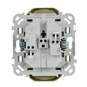 FLITE Розетка 2-местная без заземления с защитными шторками безвинтовое крепление 10А РСш02-1-ФлО оливковый IEK