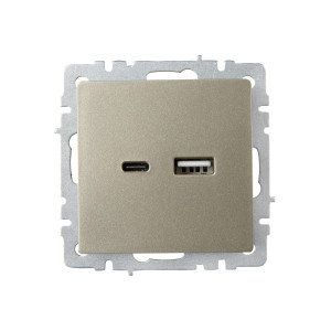 BRITE Розетка USB A+C 18Вт РЮ11-1-БрШ шампань IEK