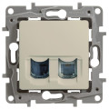 Розетка компьютерная + телефонная 2-м СП Etika RJ45 + RJ11 кат.5E UTP механизм сл. кость Leg 672352