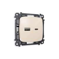 MO311010 Комплект механизма розетки OMEGA Бежевый глянец 2USB AC 20W быстрая зарядка QUANT OP3110, VM177 AMBRELLA VOLT