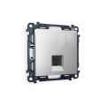 MA412030 Комплект механизма телефонной розетки ALFA Серебро глянец RJ-114P4C с шторкой QUANT AP4120, VM190 AMBRELLA VOLT