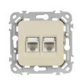 FLITE Розетка 2-местная компьютерная RJ45 категория 5Е UTP РК5е-2-0-ФлСл сливочный IEK
