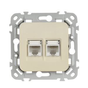 FLITE Розетка 2-местная компьютерная RJ45 категория 5Е UTP РК5е-2-0-ФлСл сливочный IEK